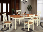 East West Furniture DOQU5-WHI-W 5 Piece Dining Room Table Set Includes a Rectangle Kitchen Table with Butterfly Leaf and 4 Dining Chairs, 42x78 Inch, Buttermilk & Cherry
