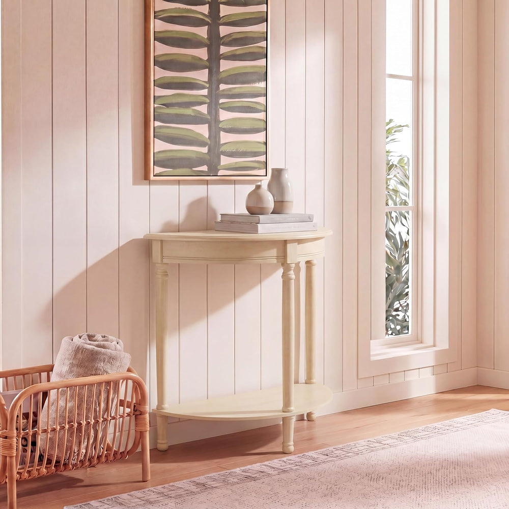 SAFAVIEH Furniture - Tinsley Half-Round Console Table - Sand - Solid Wood - F...