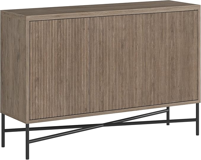 Henn&Hart 48" Wide Rectangular Buffet Table in Weathered Gray, for Home, Living Room, Bedroom, Entertainment Room, Office
