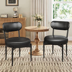 Upholstered Dining Chairs Set of 4, PU Leather Dining Room Chairs with Sturdy Metal Legs, Kitchen Chairs for Dining Room/Kitchen/Restaurant/Hotel, Modern Style, Black