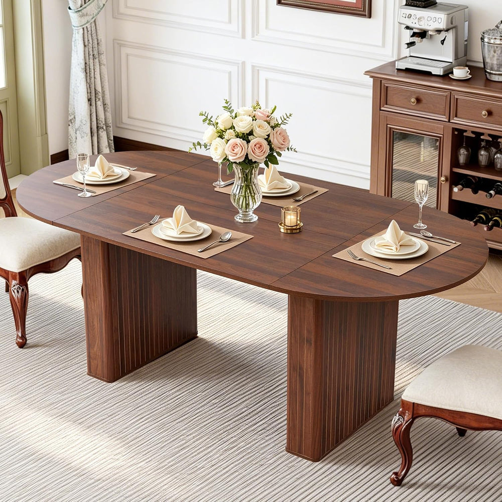 weselon 78.7" Oval Dining Table for 6-8 People, Large Kitchen Dining Tab...