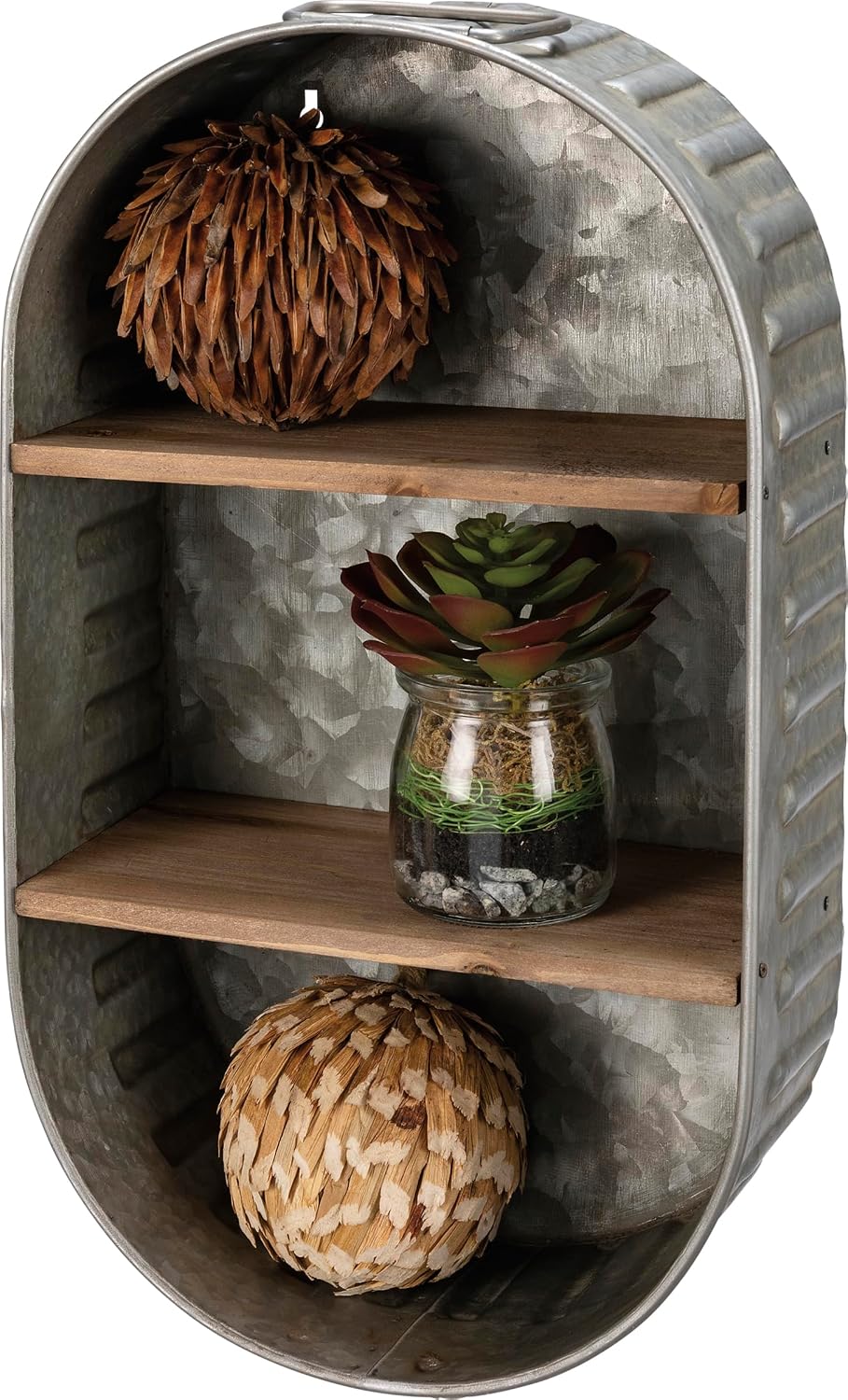 Primitives by Kathy Washtub Wooden Double Shelf 9.50" x 17.25" x 4....