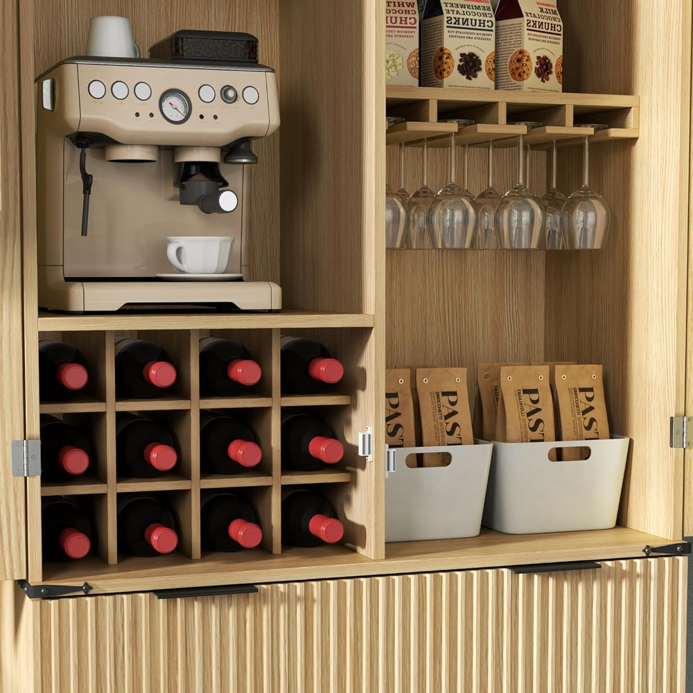 71" Tall Fluted Kitchen Pantry Storage Cabinet with 2 Drawers & 7 Do...