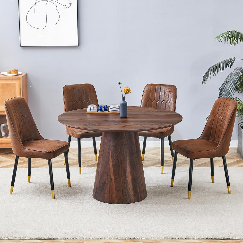 45'' Round Dining Table for 4 - Modern Farmhouse Kitchen Table with C...