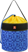 Toy Storage Organizer Basket Bag with Drawstring for Buliding Bricks, Blockets,Puzzles,Playroom Cinch Bucket Carrying Bag with Handle (Blue)
