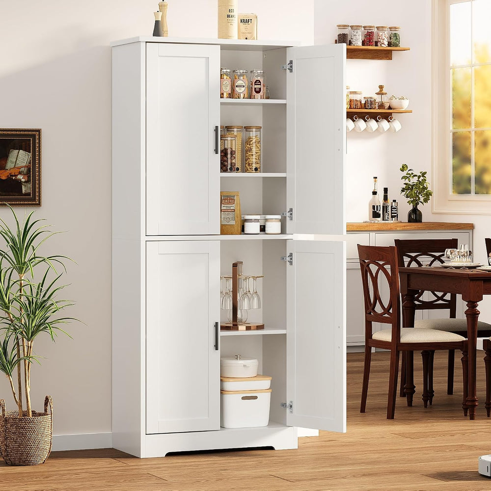 IDEALHOUSE Pantry Cabinet,70" Tall Kitchen Pantry Cabinet with 4 Doors a...