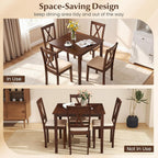 Giantex Dining Table Set for 4, Square Kitchen Table Set w/Rubber Wood Frame, 4 Upholstered Chairs w/X-Shaped Backrest, Space-Saving Dinette Set for Small Space, Dining Room, Breakfast Nook