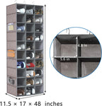 30 Section Hanging Shoe Organizer with Side Pockets, Grey | Hanging Closet Organizer and Storage for Wardrobe, Dorm, Bedroom, Space Saving Foldable Clothes Shelf with Sturdy Hooks
