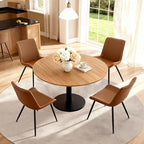 Brage Living Dining Chairs Set of 2, PU Leather Modern Armless Kitchen Dining Room Chairs, Upholstered Accent Side Chairs with Metal Legs (Brown)