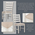 Signature Design by Ashley Skempton Modern Farmhouse Dining Room Chair, 2 Count, Ladderback Design, Wood, 17.75" W x 21.5" D x 38.63" H, White and Light Brown
