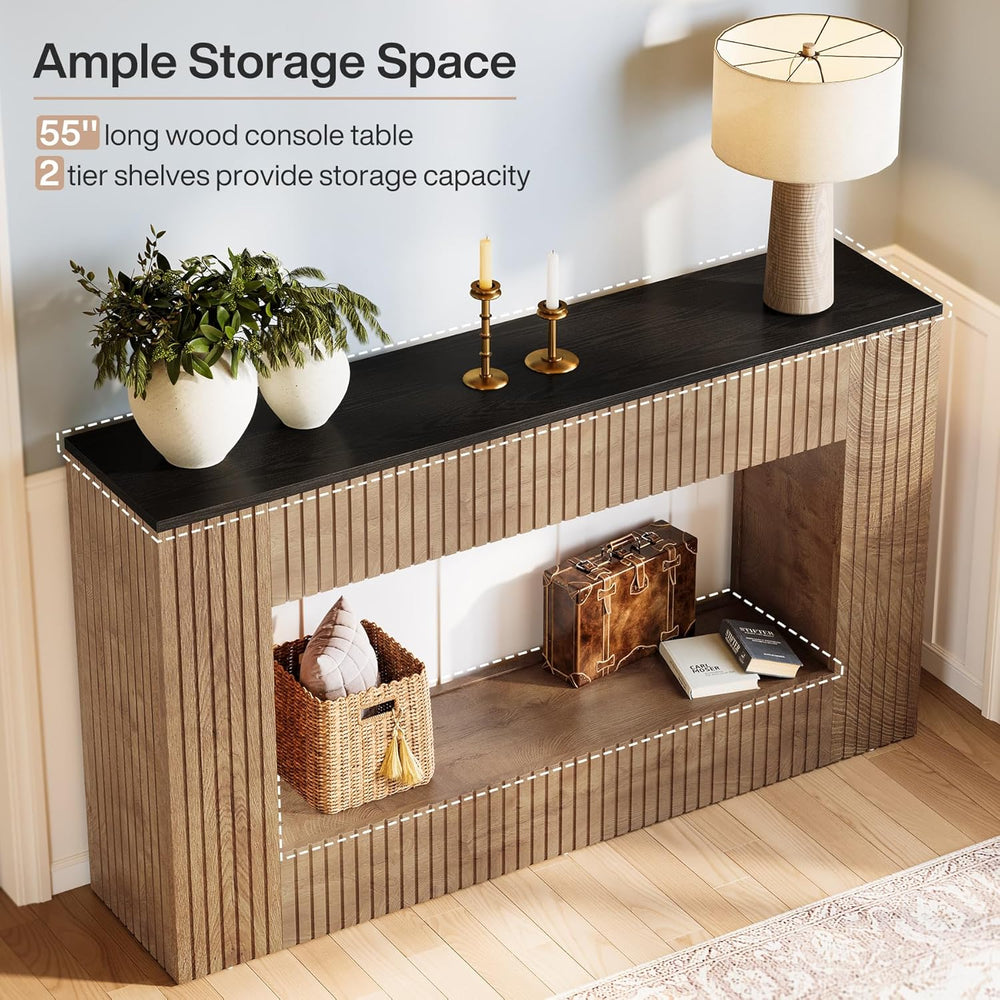 Tribesigns Modern Console Table, 55-Inch Wood Entryway Table with Storage, Na...