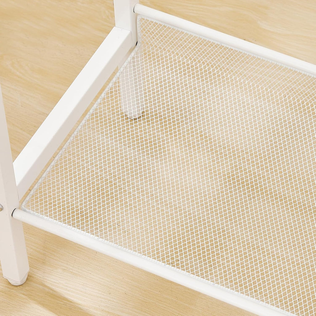 HOOBRO Tall Side Table, 3-Tier Telephone End Table with Adjustable Mesh Shelves, Small Entryway Table with Storage, Small Nightstand for Living Room, Bedroom, Hallway, Office, White WW01DH01G1