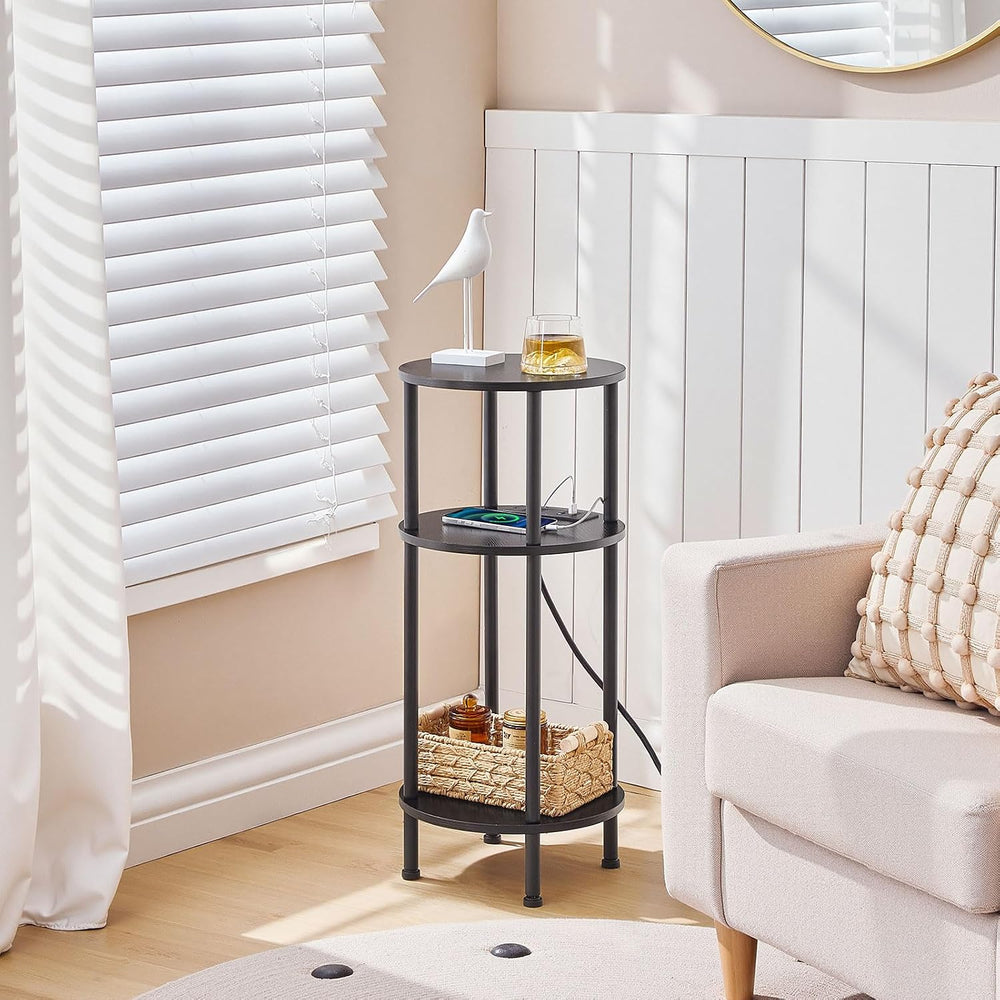 HOOBRO Side Table and Round Side Table Bundle, Round End Accent Table with St...