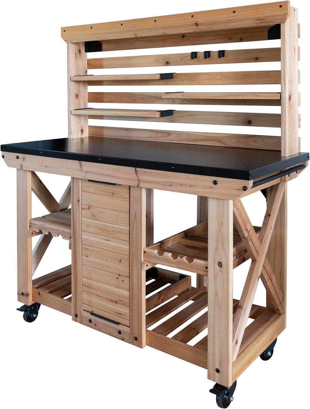 Backyard Discovery 48" Cedar Wood Buffet Hutch Serving Station with Galv...