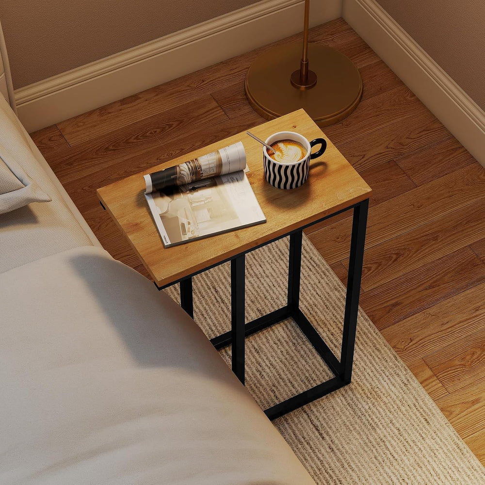 Giantex C-Shaped End Table, Set of 2 Small Sofa Couch Side Table that Slide U...