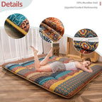 MAXYOYO Japanese Floor Mattress Futon Mattress, 4" Thicken Tatami Mat Sleeping Pad Foldable Roll Up Mat Boys Girls Dormitory Pad Kids Floor Lounger Pillow Bed, Charcoal Grey, Queen Size