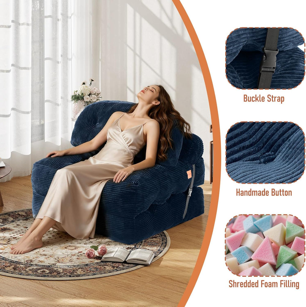 Folding Sofa Bed, Convertible Sleeper Chair with Back Support and Pillow | Fo...