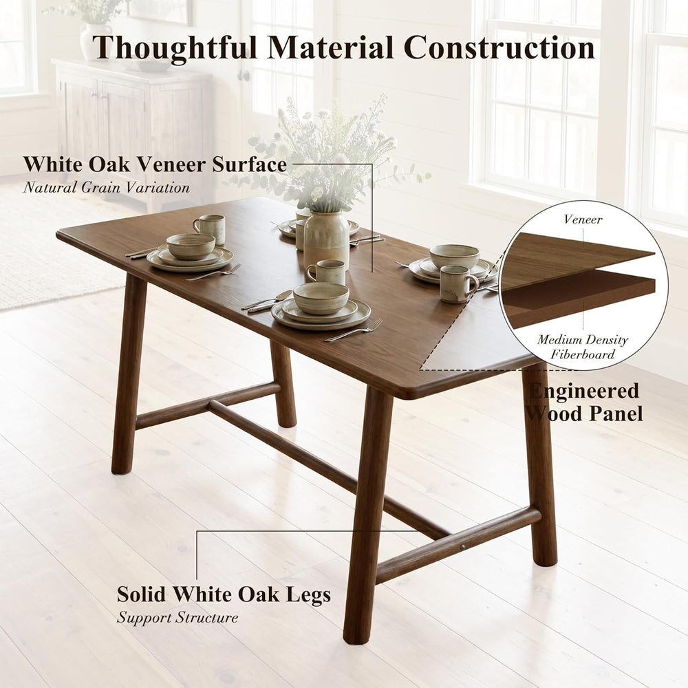 Ya-Home Walnut Dining Table, 69" Wood Kitchen Table with Solid Wood Legs...
