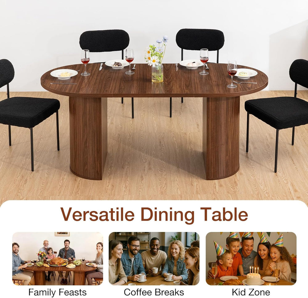 HOMMPA 70.8" Oval Dining Table for 4 6 Person Kitchen Table with Semi-Cy...