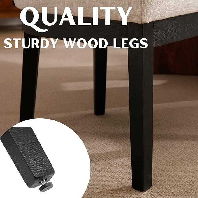Modern Dining Chairs Set of 4 Comfortable Dining Room Chairs with Back, Linen...
