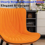 YOUTASTE Dining Chairs Set of 2, Mid Century Modern Upholstered Faux Leather Kitchen Room Chairs, with Black Metal Legs, Armless Accent Chair for Living Room, Bedroom, Vanity, Orange