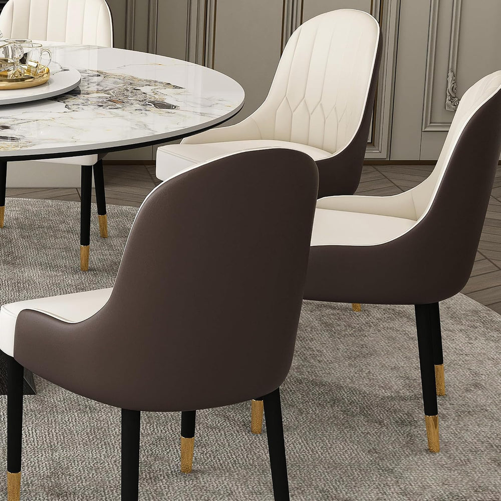 Montary 9 Piece Modern Dining Table Set of 8, Round 59" D Faux Marble Di...