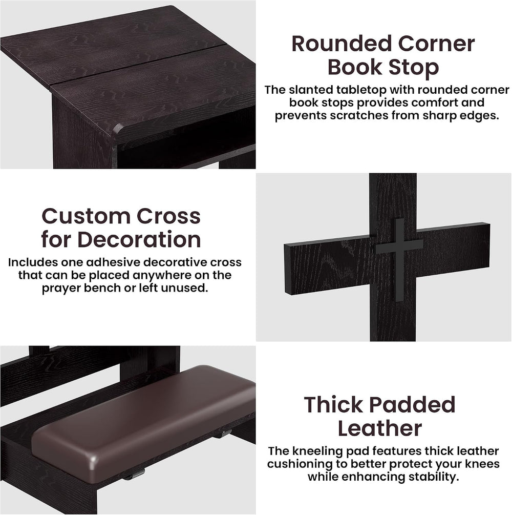 Foldable Prayer Kneeler, Wooden Prayer Bench with Storage Shelf, Cushion Pad,...