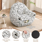Peace nest Bean Bag Chair with Memory Foam Filled Ultra Soft Jacquard Pattern Cover for Adults Comfy Fur Bean Bag Chairs with Armrests for Bedroom Living Room Office Dorm Reading Lines