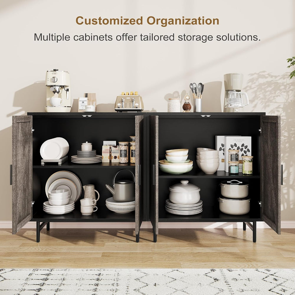 63" Sideboard Buffet Cabinet with Storage, Kitchen Storage Cabinet w/ Ad...