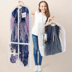 Univivi 50 Inch Dance Costume Garment Bags for Dancers, White, 2 Pack | Breathable Fabric, PVC Window, 3 Separated Clear and 1 Back Zipper Pocket, Foldable Dance Garment Bags for Dancers, Dresses