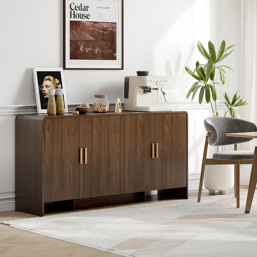ONBRILL 60" Sideboard Buffet Cabinet with Storage, Curved Design Farmhou...