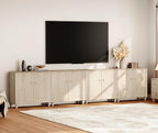 WAMPAT TV Stands Entertainment Center for 110+ Inch TVs, 4-in-1 Wood Television Stand with Doors, 141.6" Extra Wide Modern Media Console Tables with Storage Cabinets for Living Room, Natural Oak