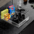 Acrylic Organizers Tray - 11.2"x7.9" with Handle for Ottoman, Coffee Table, Kitchen, Bathroom & Living Room