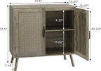 Smuxee Wood Sideboard, Freestanding Buffet Cabinet with 2 PVC Rattan Doors, Storage Cabinet with Adjustable Shelf for Living Room, Entryway, Hallway