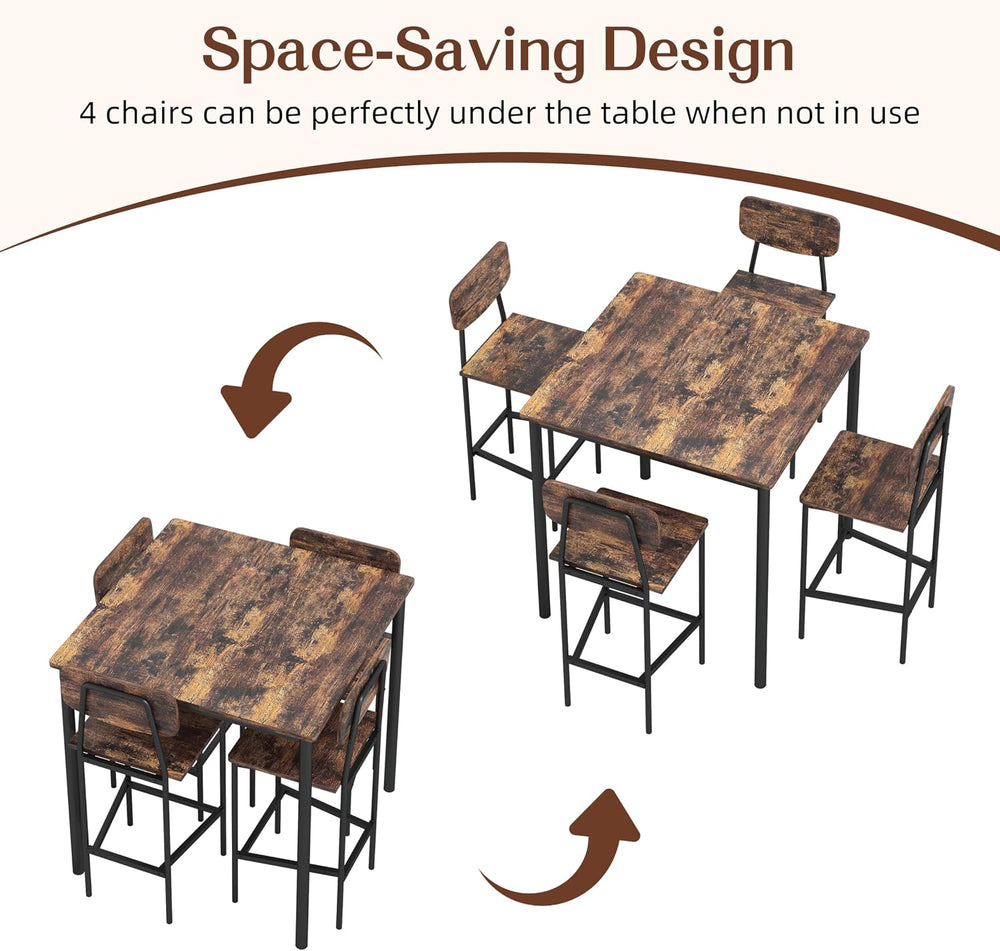 NUNU LAB Kitchen Table and Chairs of 4, Dining Table Set for 4 with Space Sav...