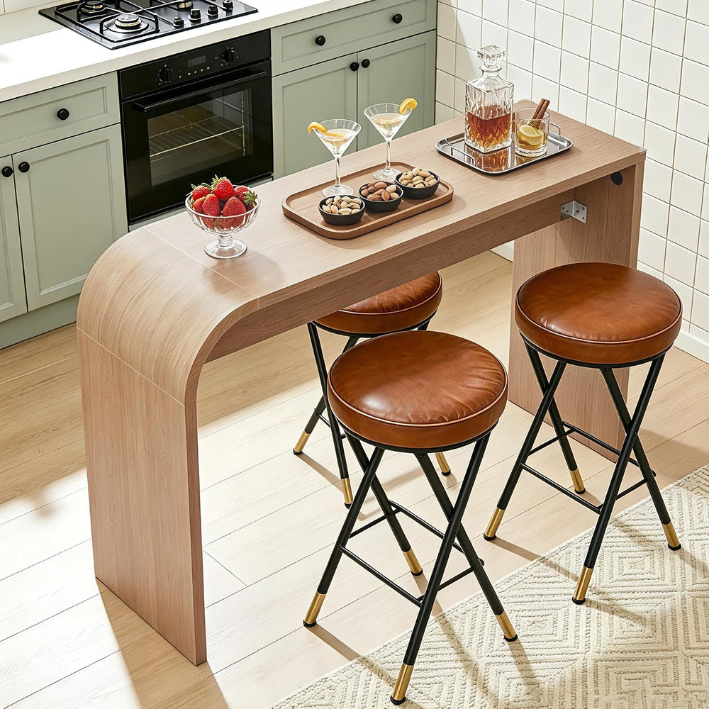 Curved Narrow Console Table, Skinny Behind Couch Counter Height Bar Table | 5...