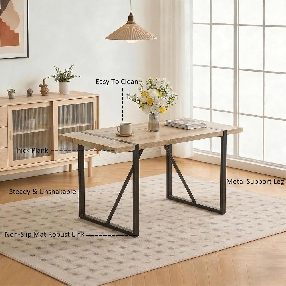 YYQ 55" Dining Table Set for 4, Modern Rectangle Wood Dining Table, Kitc...