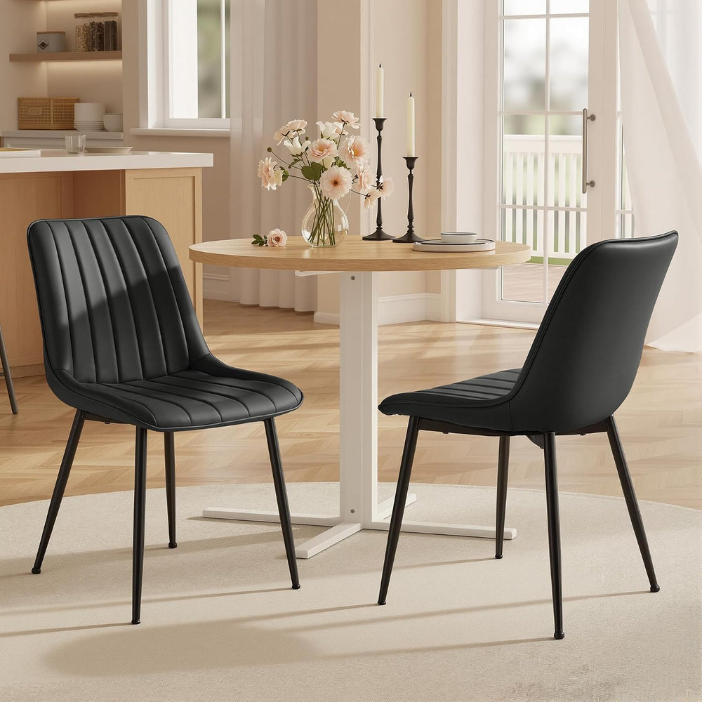 VASAGLE Dining Chairs Set of 2, Upholstered Kitchen Chairs, Synthetic Leather...