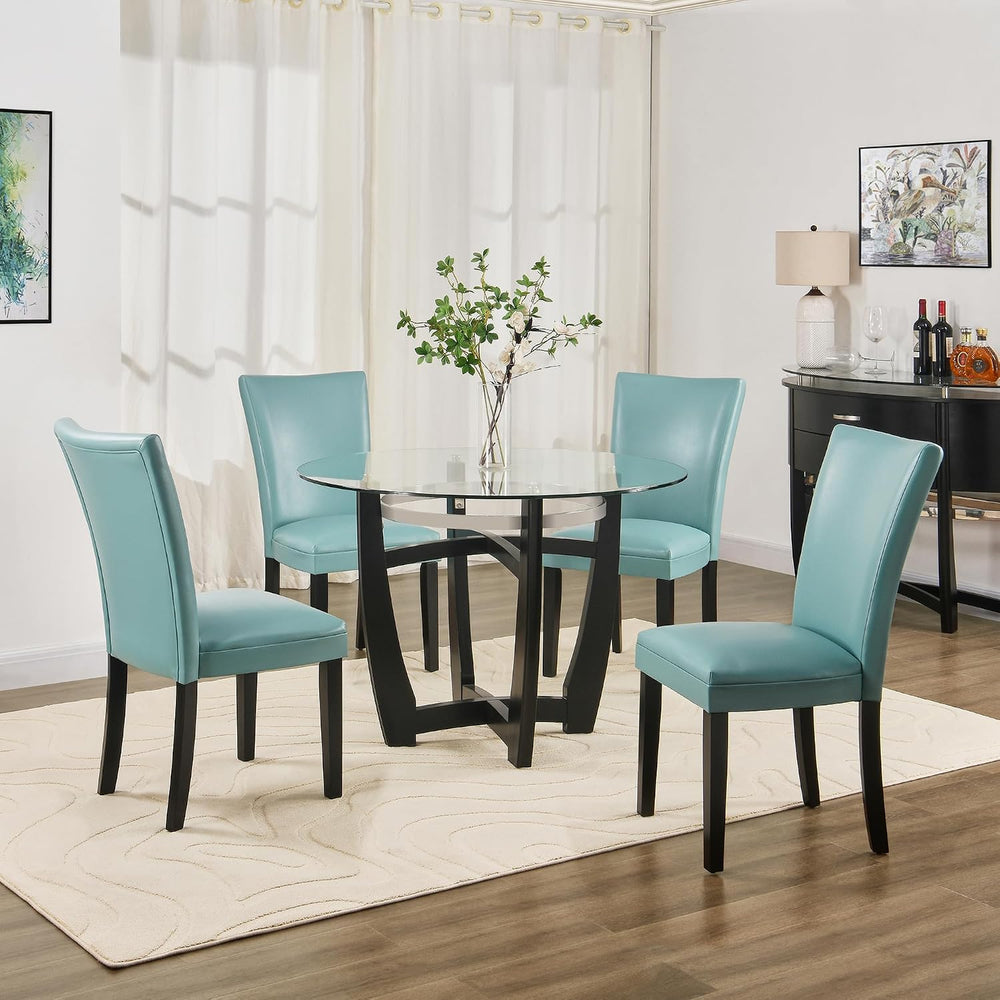 Parsons Solid Wood Dining Chairs Set of 6 with UP High Back, Kitchen Chairs w...