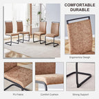 AZmac Modern Dining Chairs Set of 4,Armless Kitchen Chairs,Dining Room Chairs with Upholstered Padded Seat and Sturdy Black Legs for Dining Room,Kitchen (Set of 4, Brown-Black Leg)
