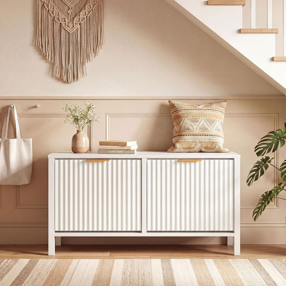 Giantex Shoe Storage Bench with 2 Flip Drawers, Wooden Entryway Bench with St...