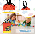 Drawstring Toy Storage Bag for Building Bricks, Building Blocks, Board Games, Puzzles, Construction Toy Travel Bag, Beach Sand Toys Storage (Yellow-orange, Small)