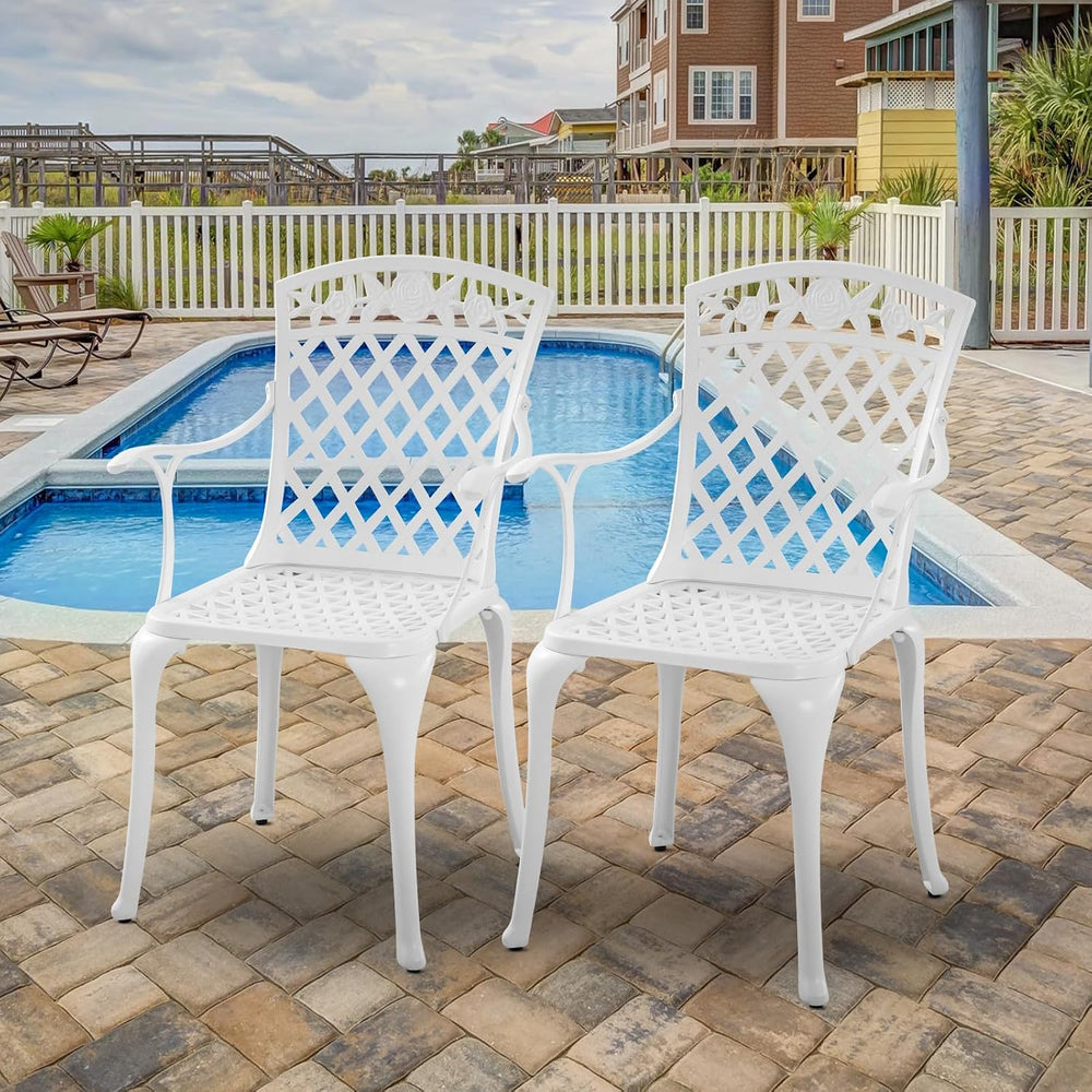 Sturdy Patio Chairs Cast Aluminum Outdoor Dining Chairs with Armrest, Outdoor...