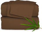 Queen Sheets by Pure Bamboo, Genuine 100% Organic Viscose Derived from Bamboo Bed Sheet Set, Luxuriously Soft & Cooling, Double Stitching, Lifetime Quality Promise (Queen, Coconut Husk)