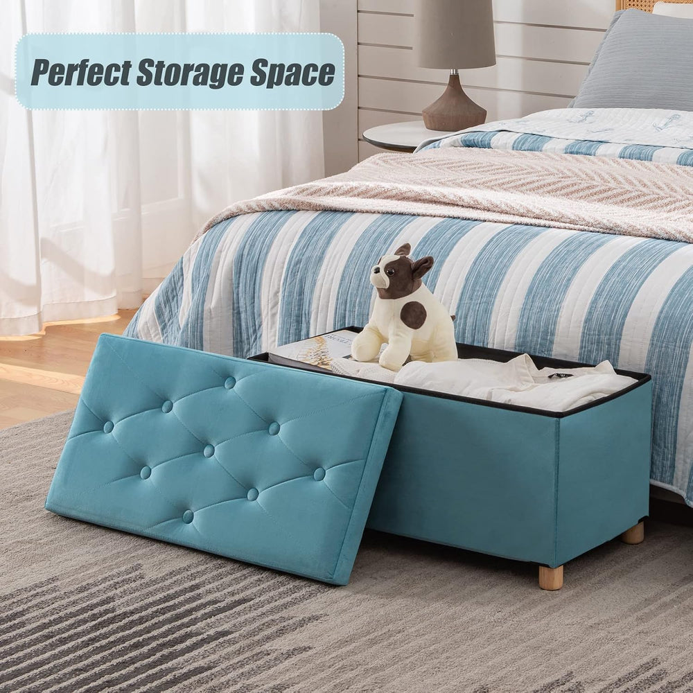 BRIAN & DANY 30 Inches Folding Storage Ottoman Bench, Ottoman with Storag...