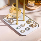 pickpiff Necklace Holder Jewelry Organizer Stand – 2‑Tier T‑Bar Jewelry Display Tree with Tray for Countertop Necklace Bracelet Earring Storage, Vanity Dresser Bathroom Sink, Gold