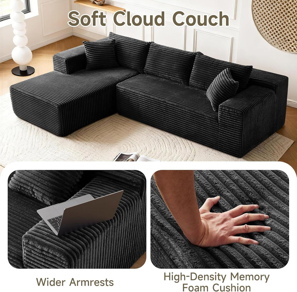 104" Cloud Sectional Couch, Modern Modular L Shape Sectional Sofa with D...