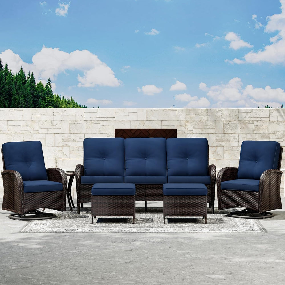 Joyside Wicker Patio Furniture Set, 6 Piece Outdoor Furniture Set with Thicke...