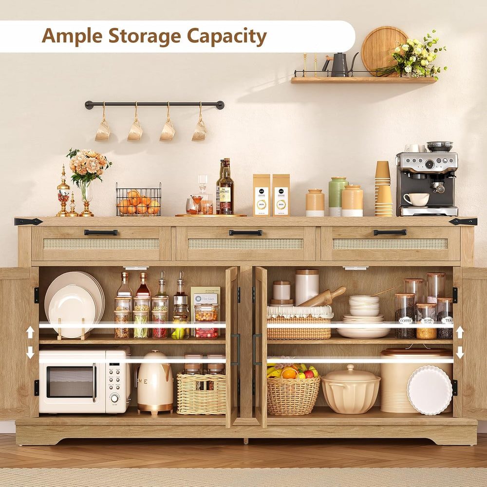 usikey 61” Large Buffet Cabinet with Storage, Sideboard Cabinet with 4 Doors ...