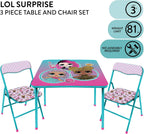 LOL Surprise Kids Table and Chair Set,3 Piece Square Activity Table with 2 Chairs for Toddlers & Children, Ages 3+